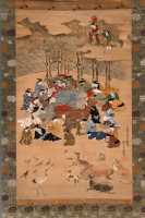 070 Mort de Narihira par Hanabusa Iccho (1652-1724) - Peinture sur papier (Période Edo)