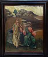 12 Jésus et la Samaritaine (qui semble ne pas apprécier les allusions à sa vie privée) - Eglise grecque du puits de Jacob à Naplouse