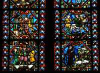 131 (bas) Marguerite déclare sa foi à son père qui l'envoie garder les moutons - (haut) Olibrius chassant la remarque