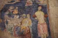 14 Personnages au pied de la croix - Fresque byzantine de l'église des croisés (12°s)