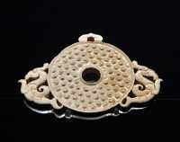 215 Disque (Bi) & deux Phénix - Royaumes combattants (475-221) Jade