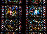 133 (bas) Le démon lui apparaît mais elle prie - (haut) Olibrius la condamne à être brûlée avec des torches