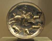 31 Plat d'argent doré - Chasse (Sassanide 5° siècle)