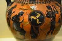 081 Héraclès accueilli dans l'Olympe par Zeus, Athéna, Hermès et Dionysos (± 520) Athènes